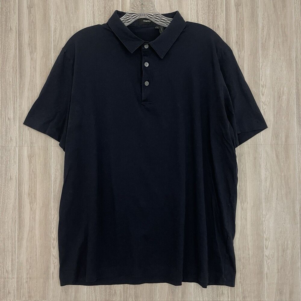 Theory Polo Shirt Mens Size XL Black Golf Short Sleeve Adult Pima Cotton Preppy